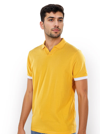 Orange Solid Cotton Polo