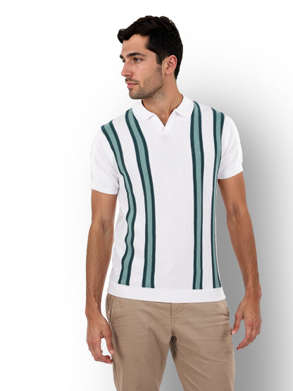 White Striped Cotton Polo