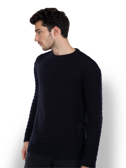 Black Solid Cotton Sweater