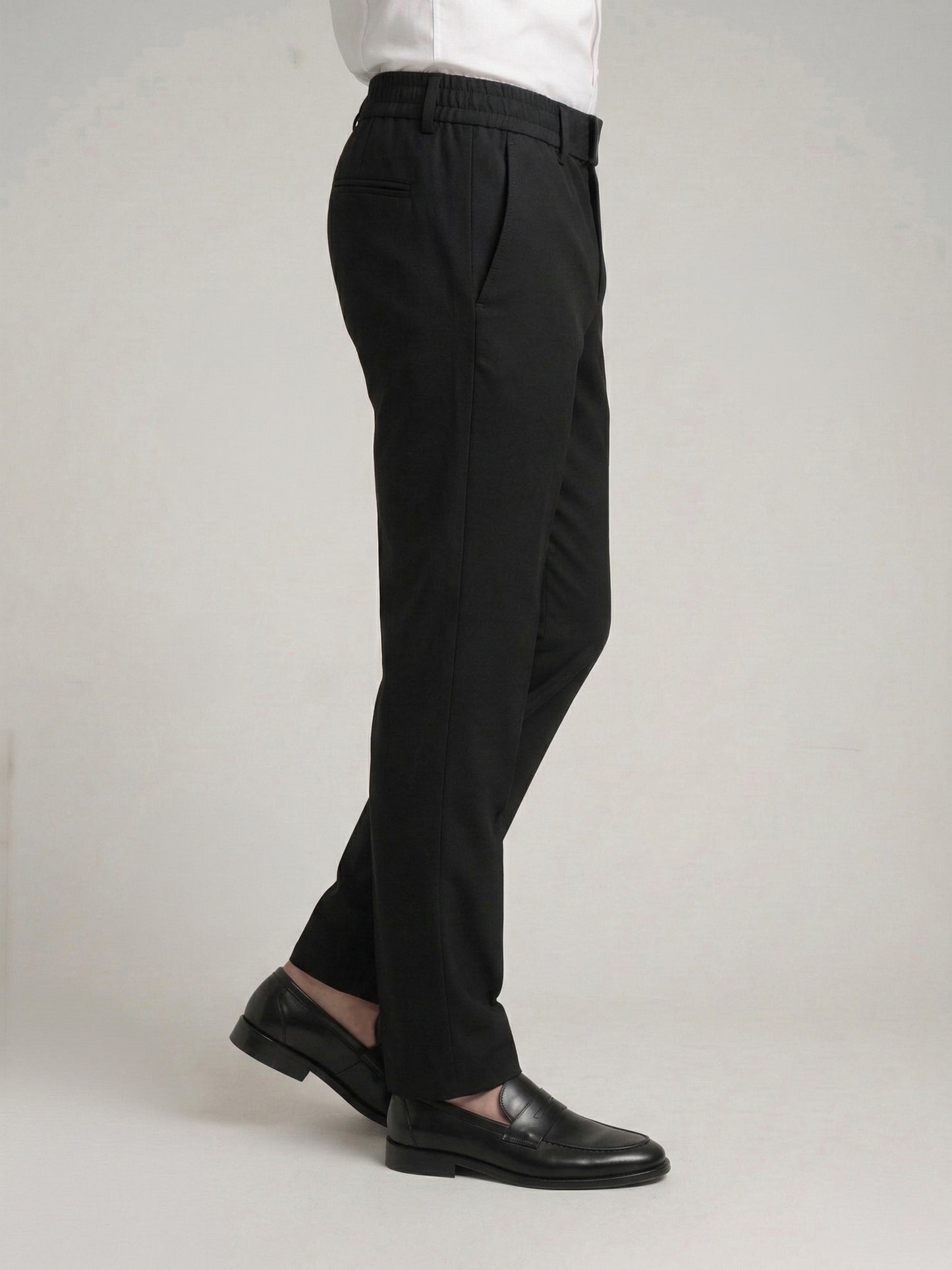 Celio Mens Black Solid 24H Fit Polyester Casual Trouser