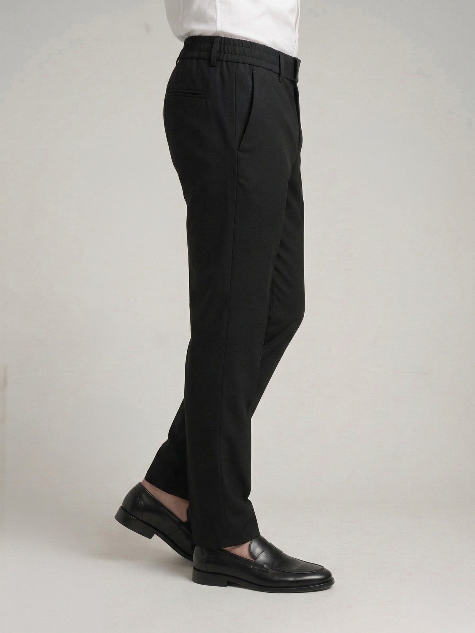 Celio Mens Black Solid 24H Fit Polyester Casual Trouser