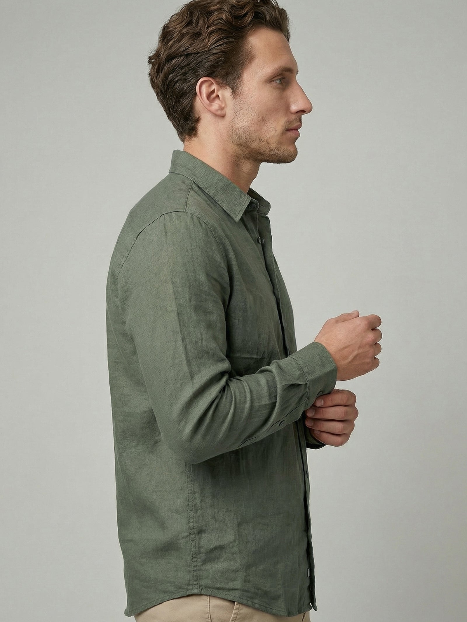 Celio Mens Olive Dobby Regular Fit Cotton Shirts