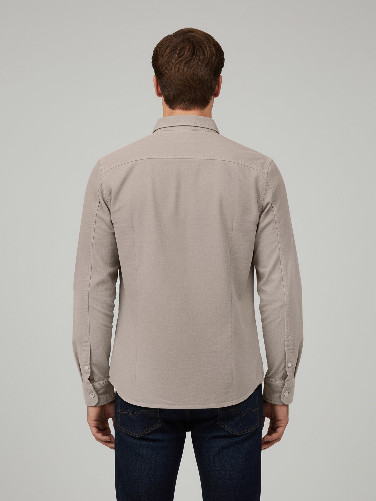 Celio* Beige Cotton Overshirt Men Solid Shirts