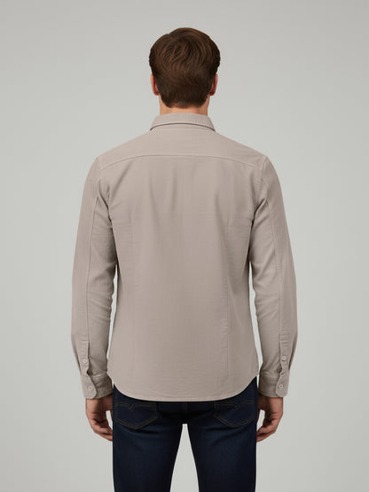 Celio* Men Beige Solid Overshirt Cotton Shirts