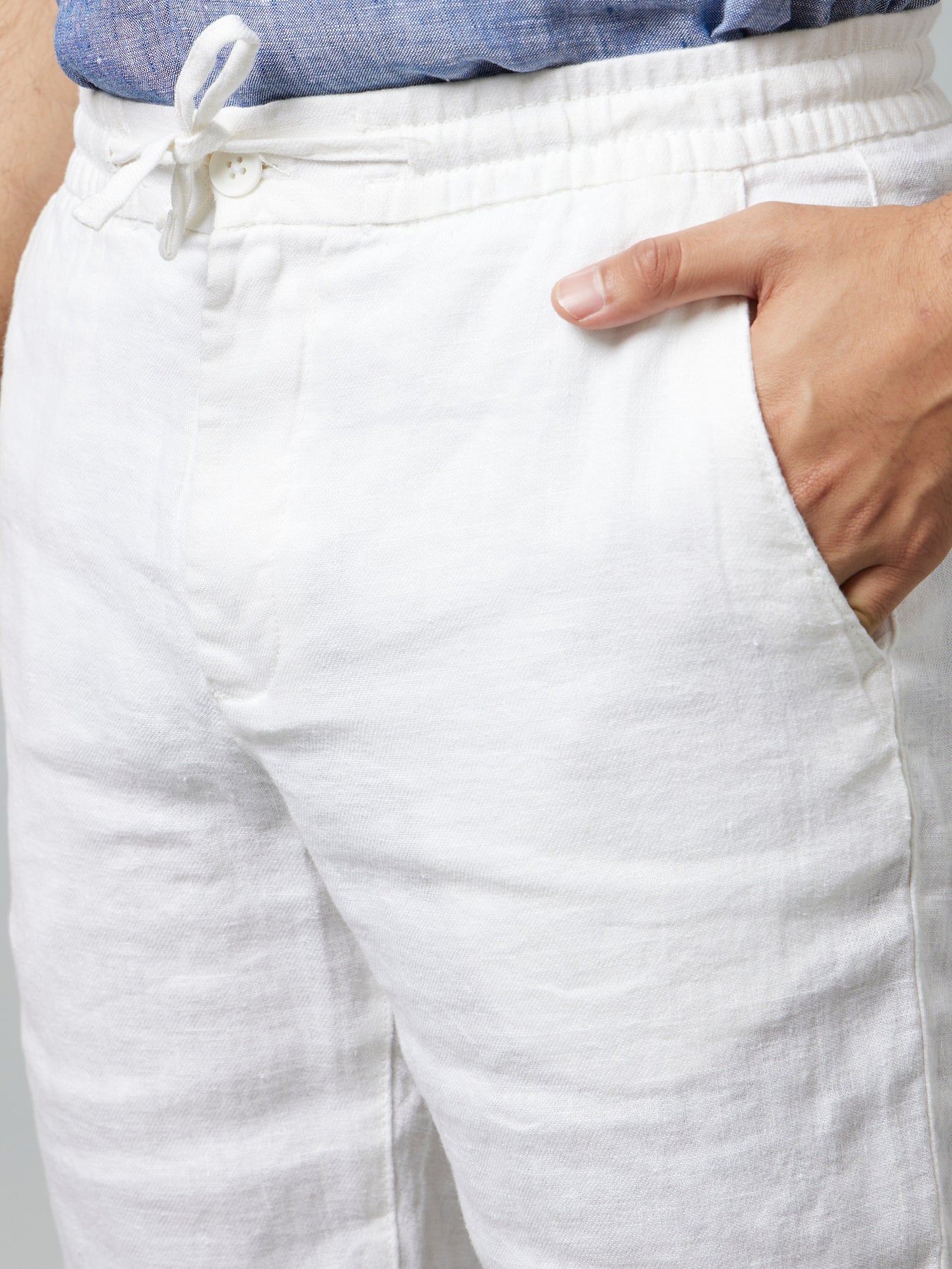 Celio* Linen Regular Fit White Shorts
