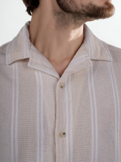 Beige Striped Cotton Shirt