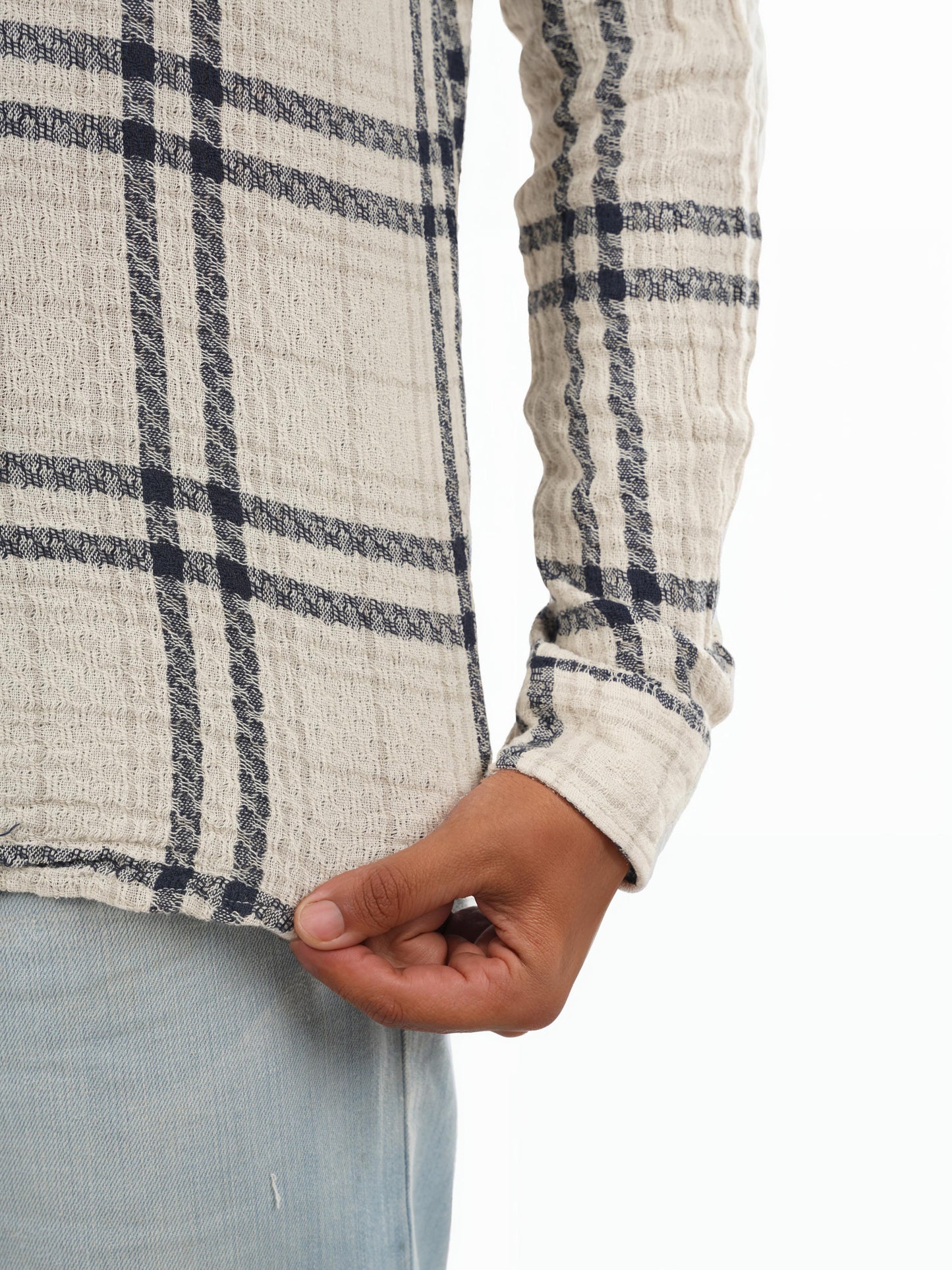 Beige Checks Cotton Shirt