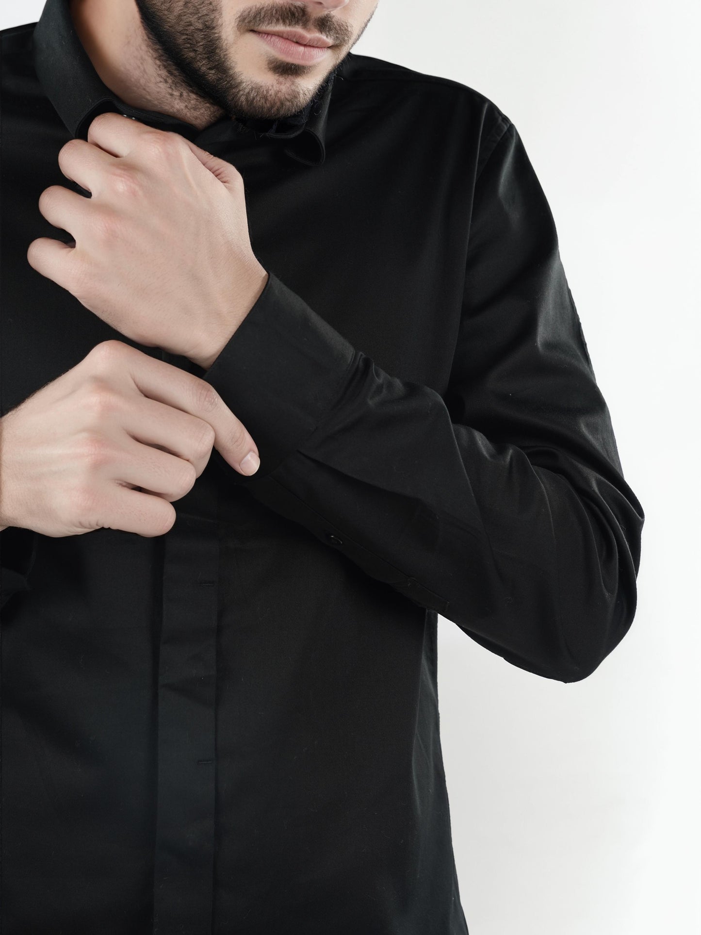 Black Solid Cotton Shirt