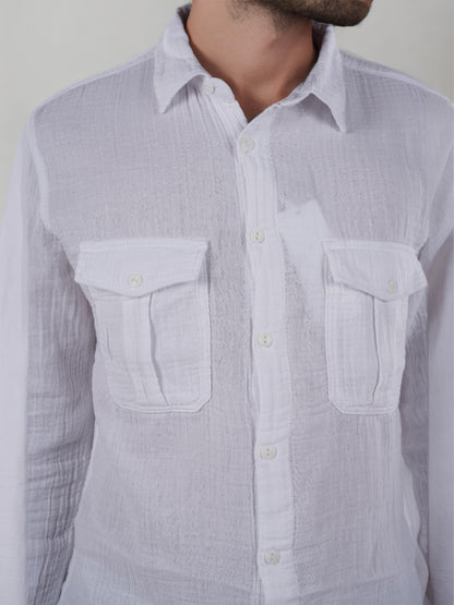 White Solid Cotton Shirt