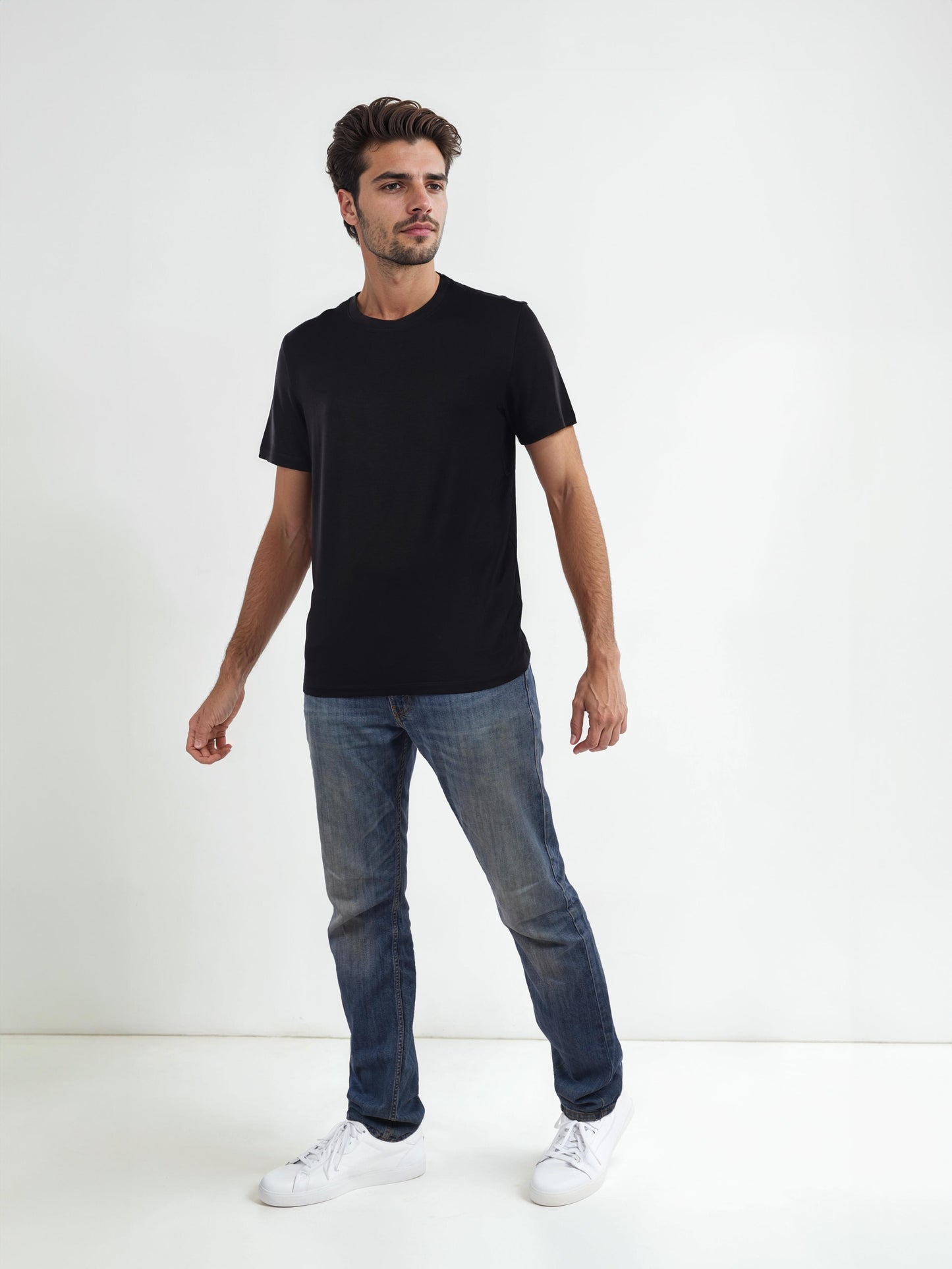 Black Solid Cotton T-shirt