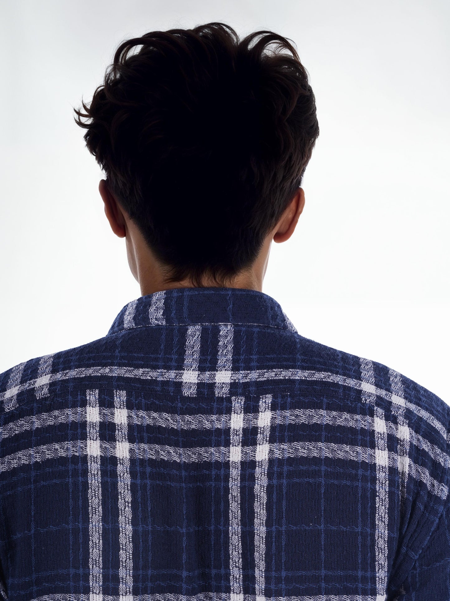 Navy Blue Checks Cotton Shirt