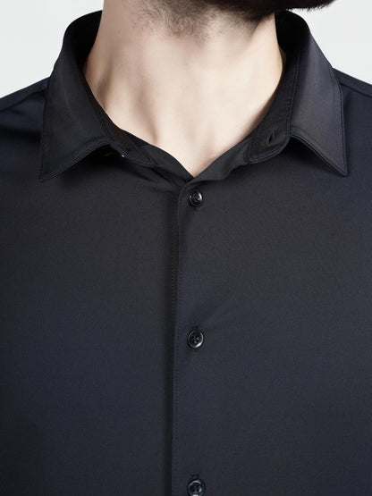 Black Solid Nylon Shirt