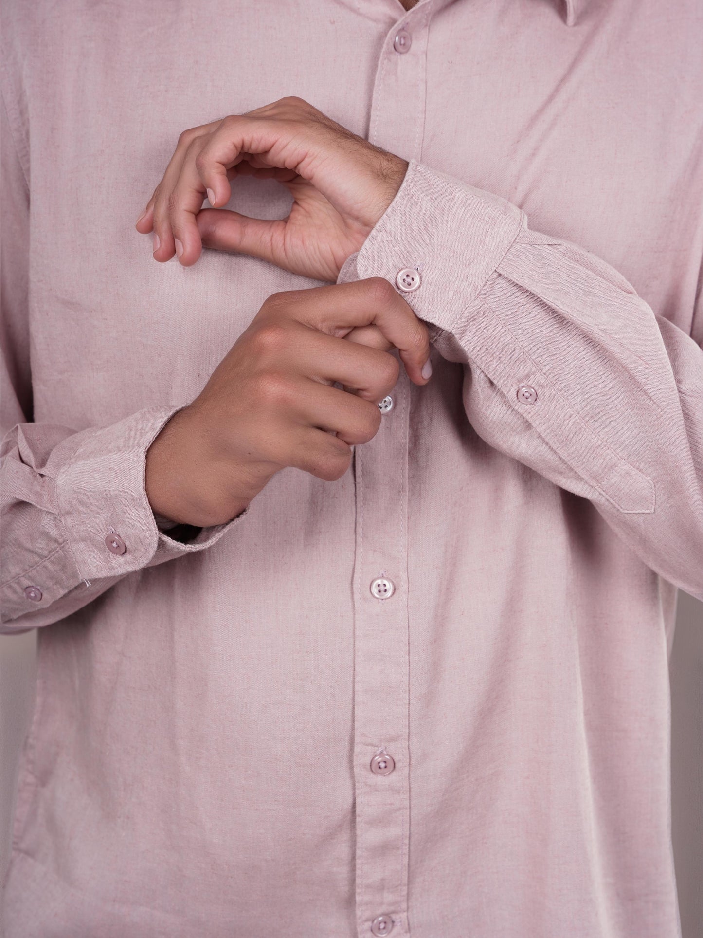 Mauve Solid Linen Shirt