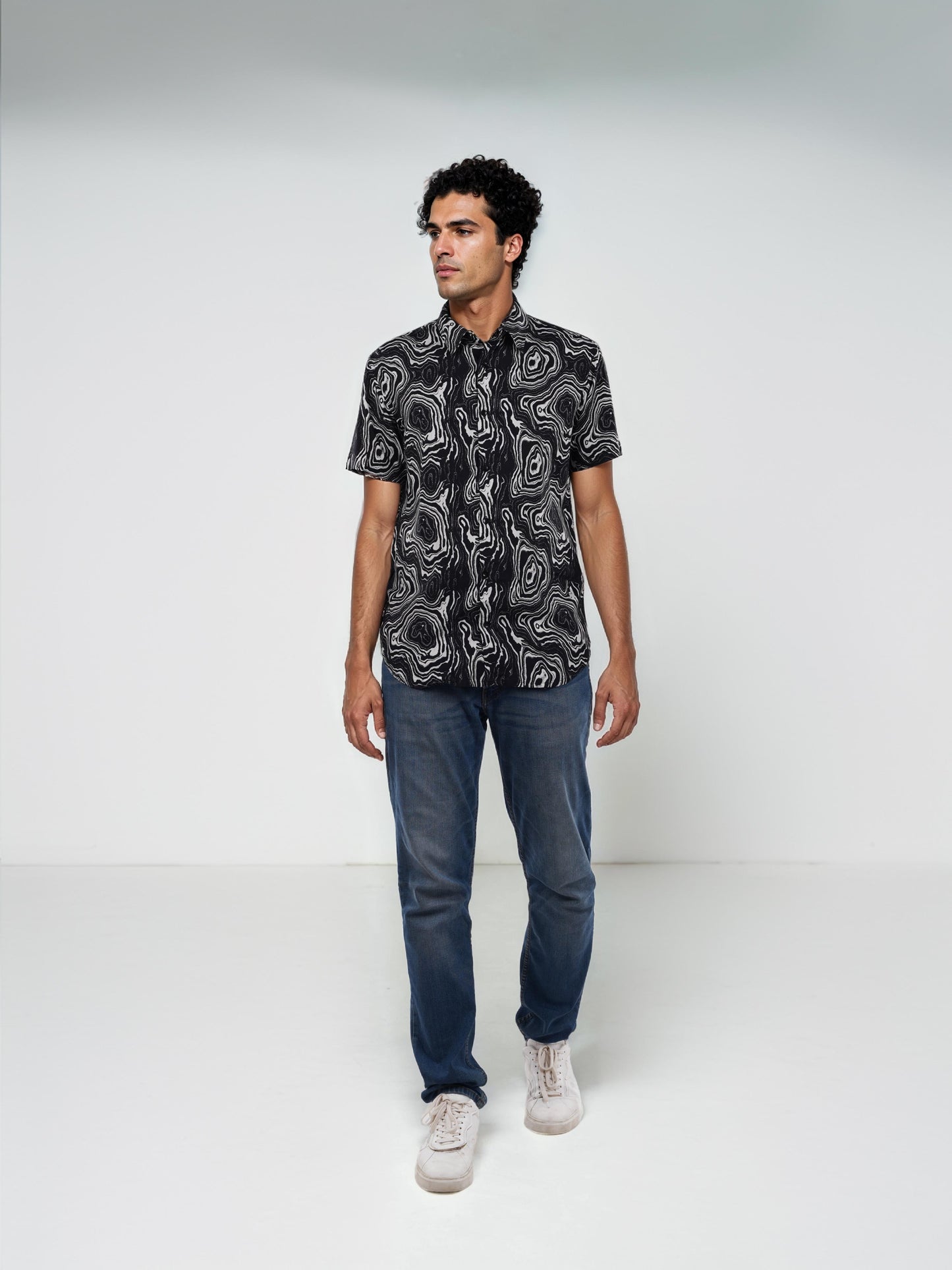 Black Printed Viscose Shirt