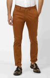 Celio* Linen-Blend Slim Fit Brown Trouser