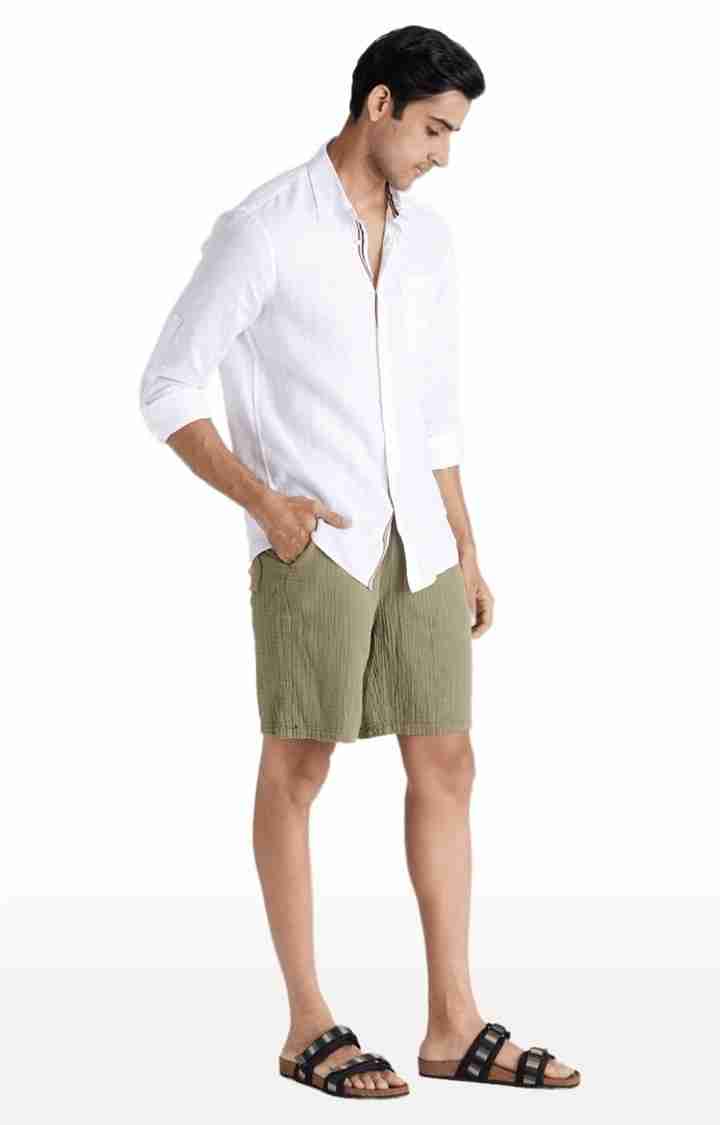 Green Regular Fit Shorts