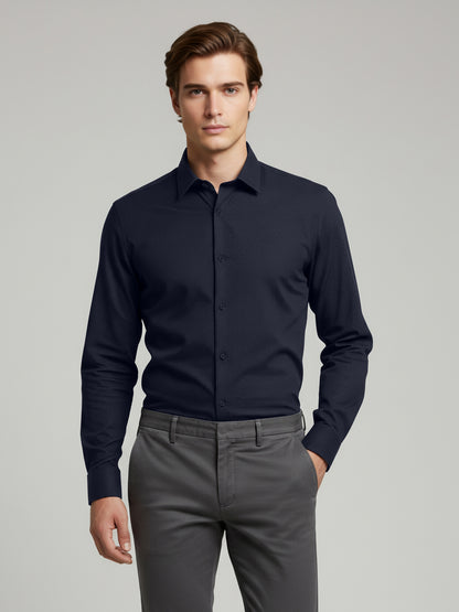 Celio* Men Blue Solid Regular Fit Cotton Shirts