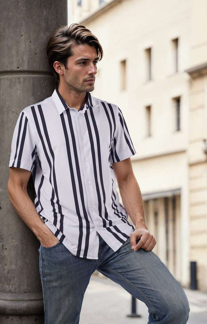 Celio* Striped Regular Fit Nylon White Shirt