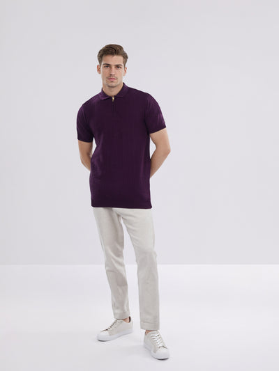 Celio* Men Purple Solid Regular Fit Cotton T-Shirt