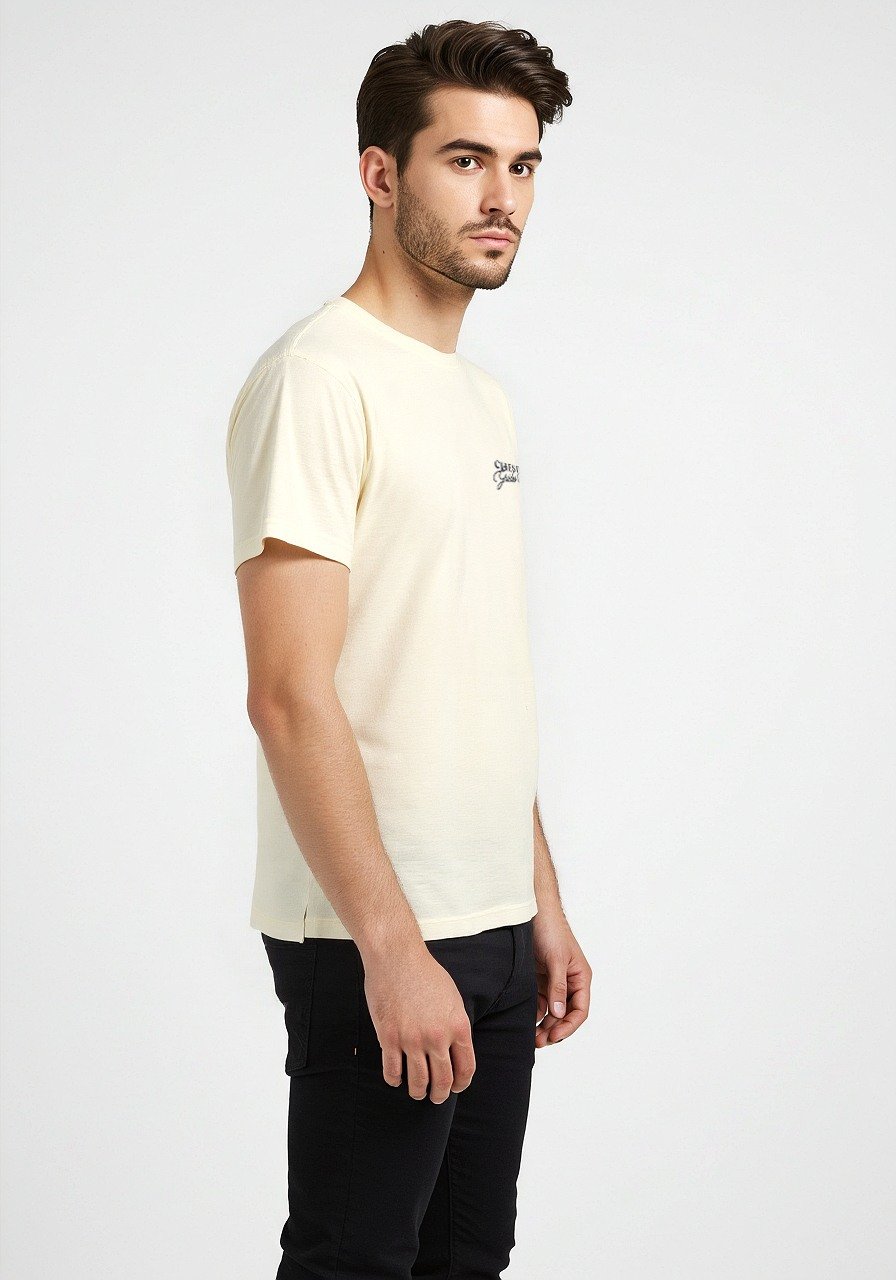 Celio* Men Cream Printed Oversized Cotton T-shirt
