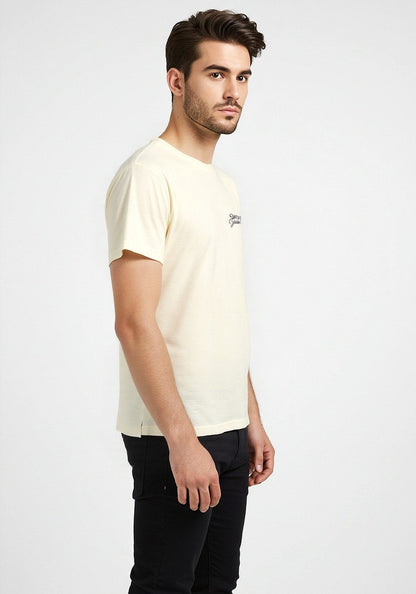 Celio* Men Cream Printed Oversized Cotton T-shirt