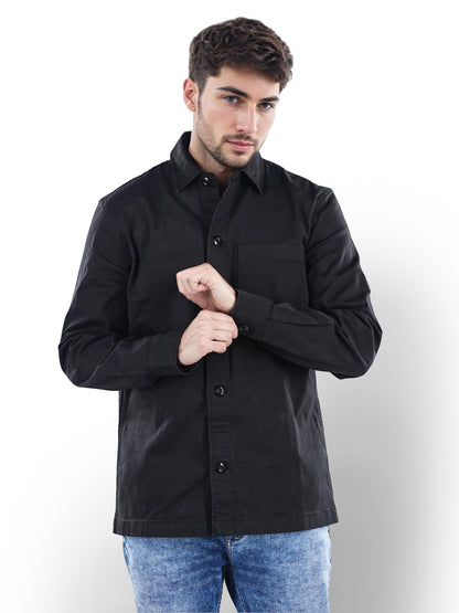 Black Solid Cotton Shirt