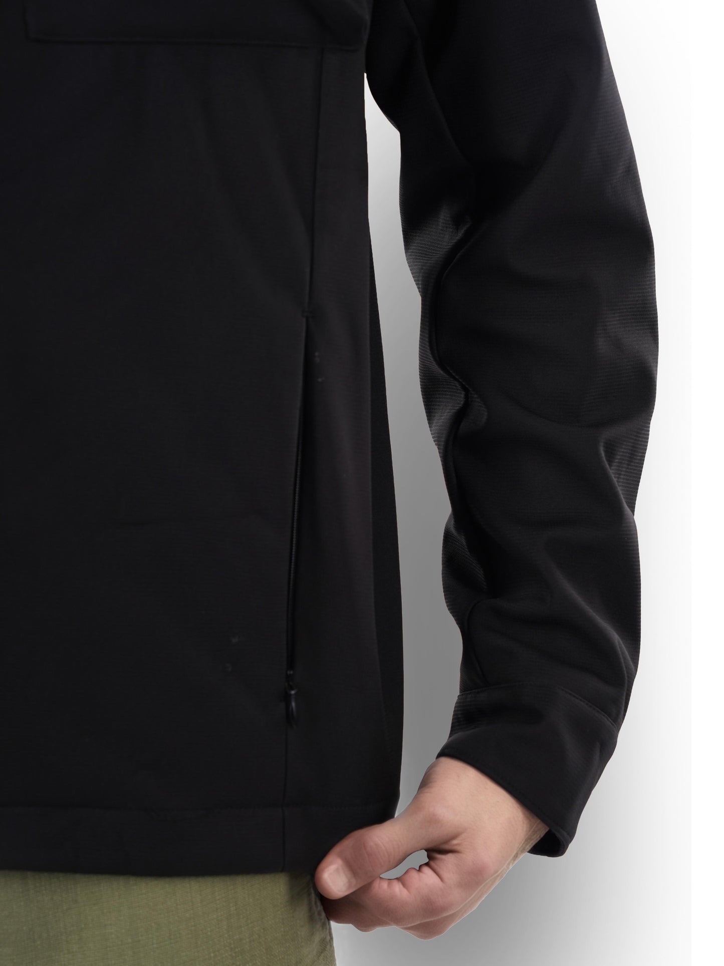 Black Solid Polyester Jacket