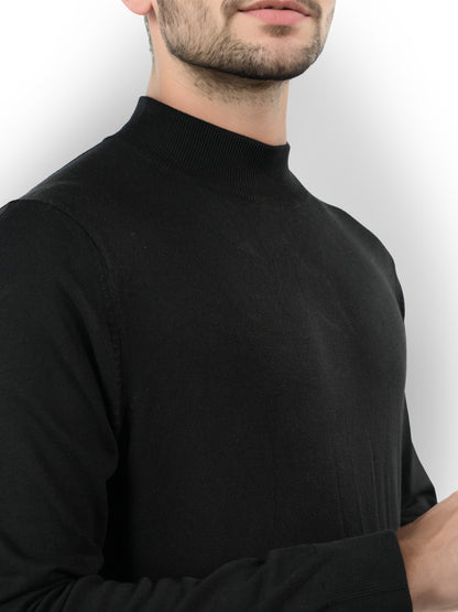 Black Solid Viscose Sweater