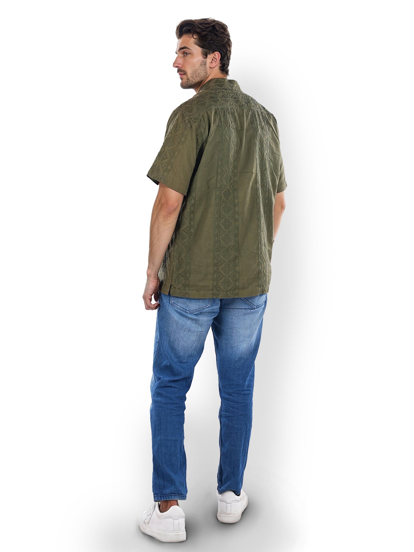 Green Embroidered Cotton Shirt