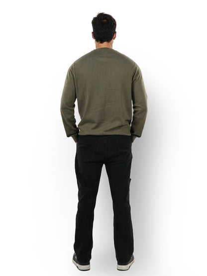 Khaki Solid Cotton Sweater