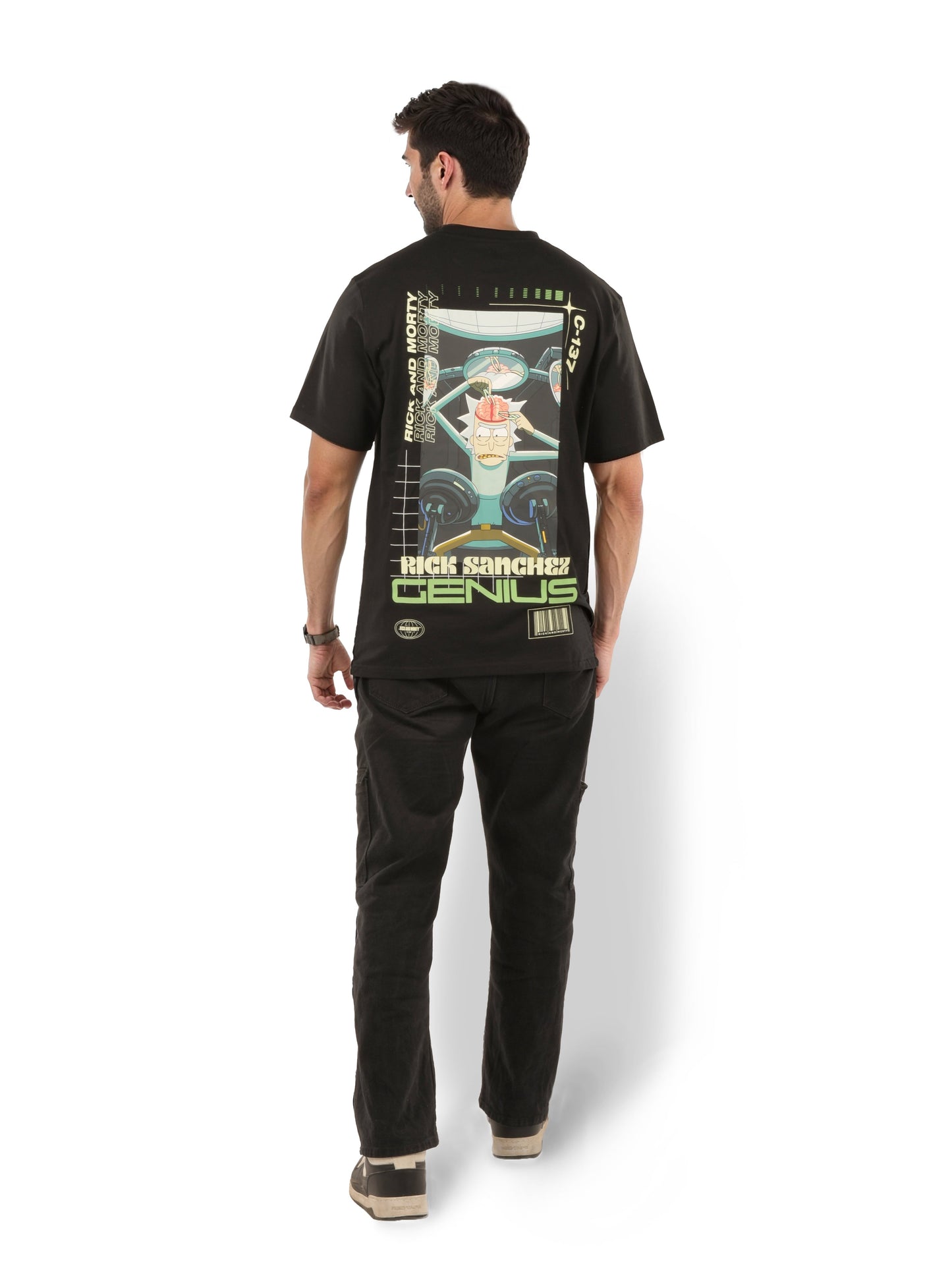 Rick & Morty Black Printed Cotton T-Shirt