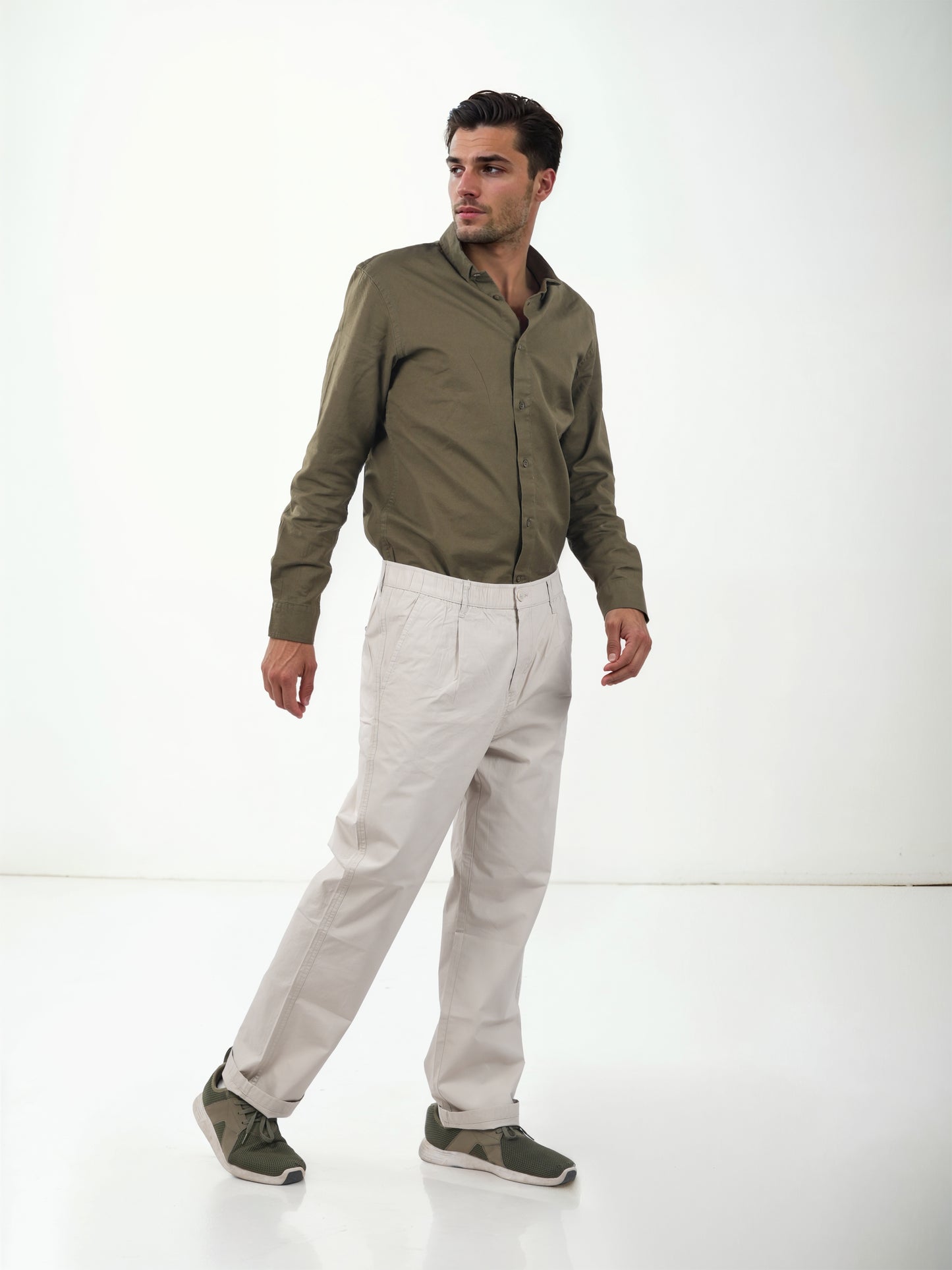 Beige Straight Fit Cargos