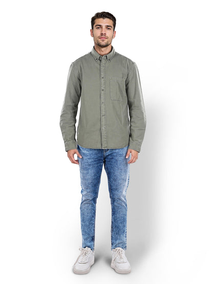 Green Solid Cotton Shirt