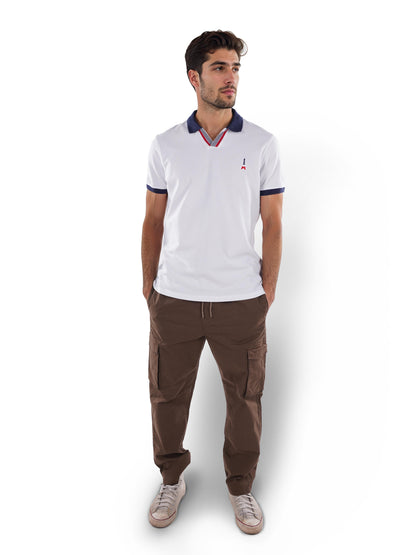 White Solid Cotton Polo