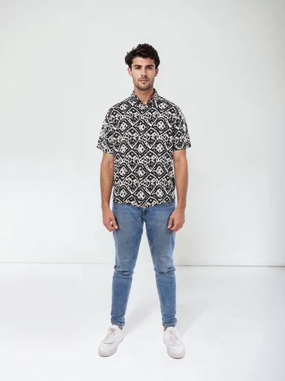 Black Printed Viscose Shirt