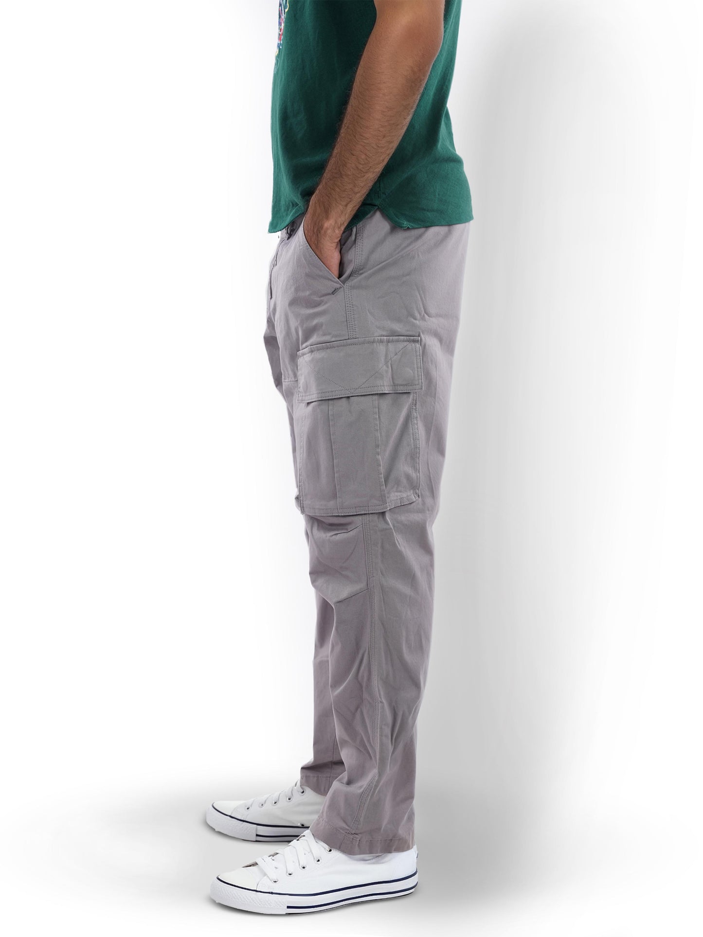 Grey Straight Fit Cargos