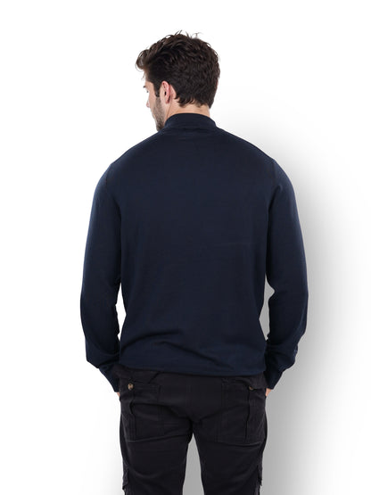 Navy Blue Solid Viscose Sweater