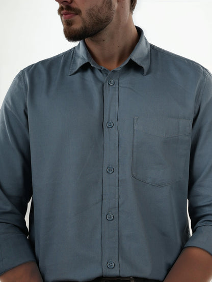 Blue Solid Cotton Shirt