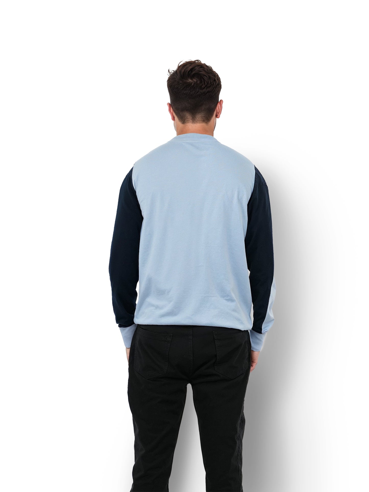 Blue Colourblock Cotton Sweater