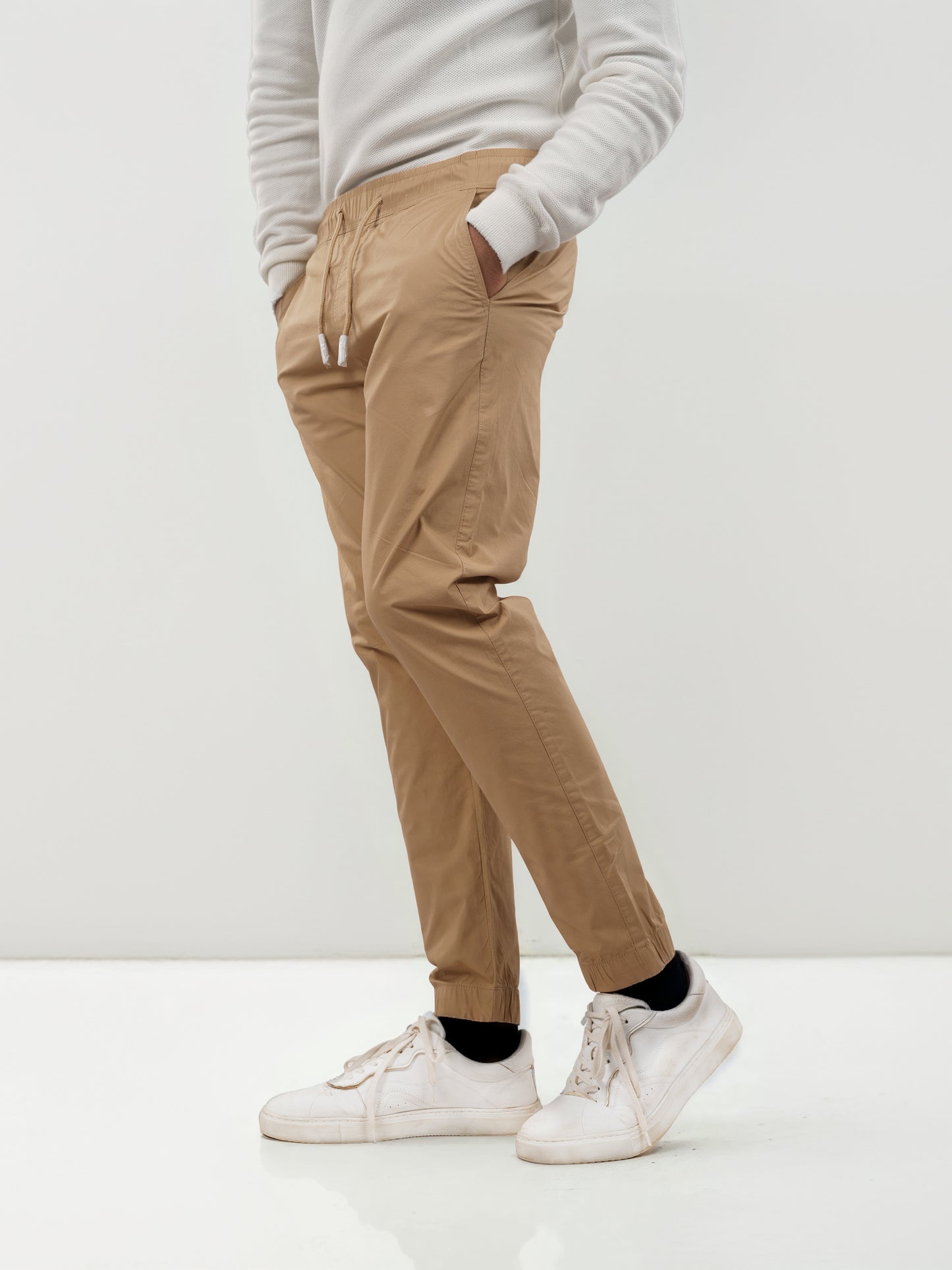 Beige Slim Fit Trousers