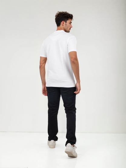 White Solid Cotton Polo