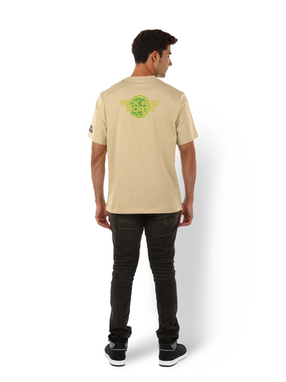 Rick & Morty - Beige Printed Cotton T-shirt