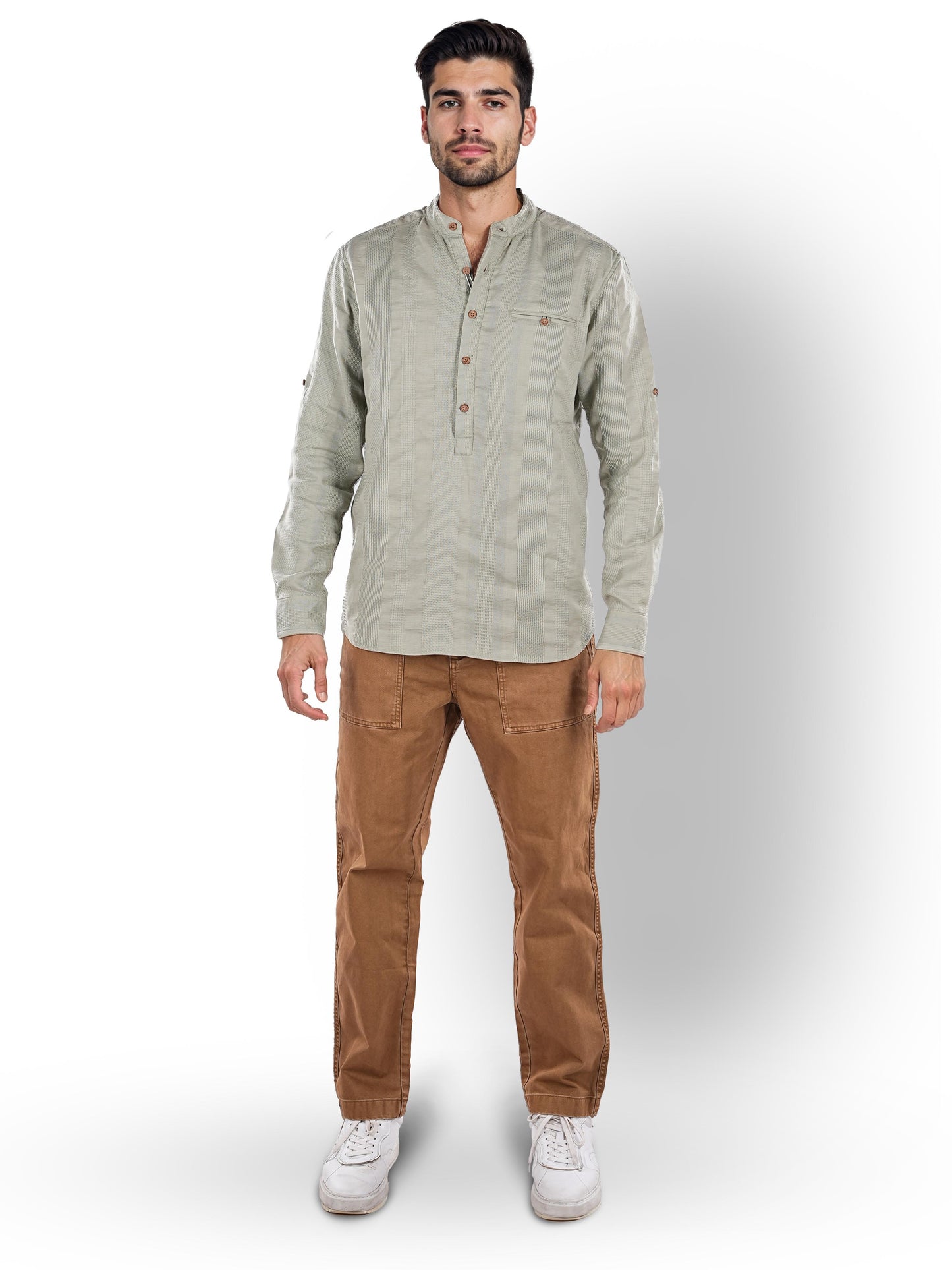 Green Solid Cotton Shirt