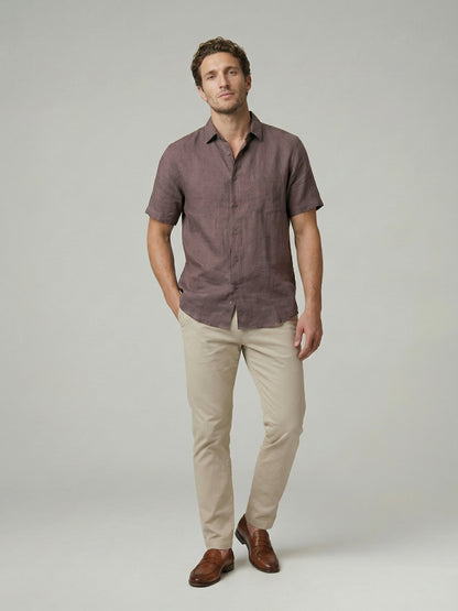 Celio Mens Brown Solid Regular Fit Linen Shirts