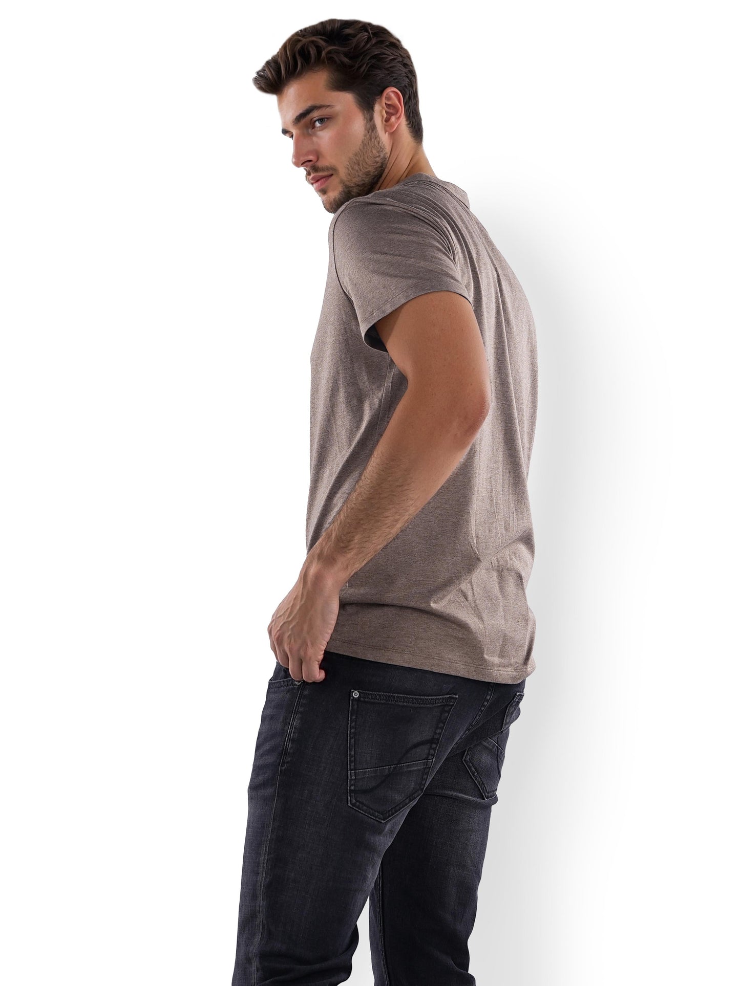 Taupe Solid Cotton T-Shirt