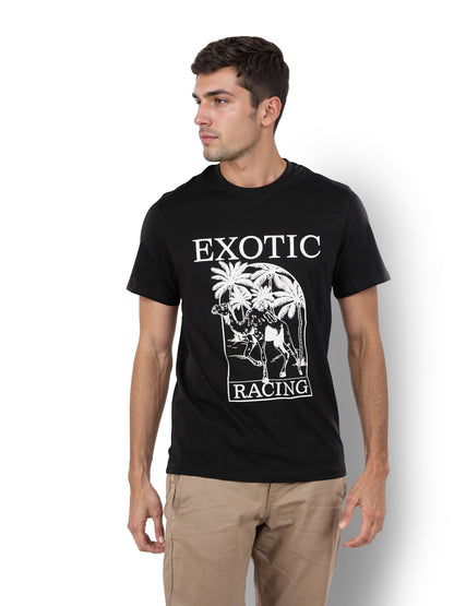 Black Printed Cotton T-shirt