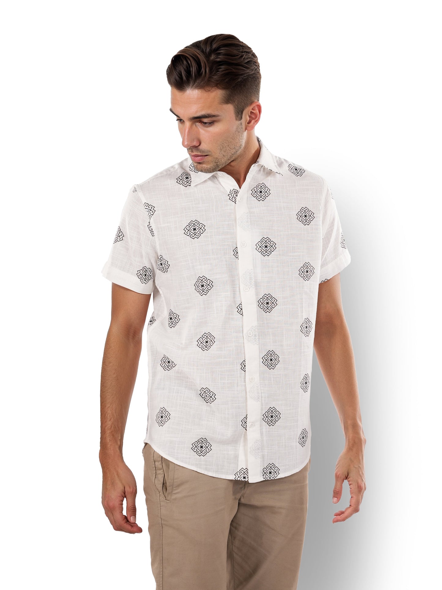 White Printed Cotton Shirt