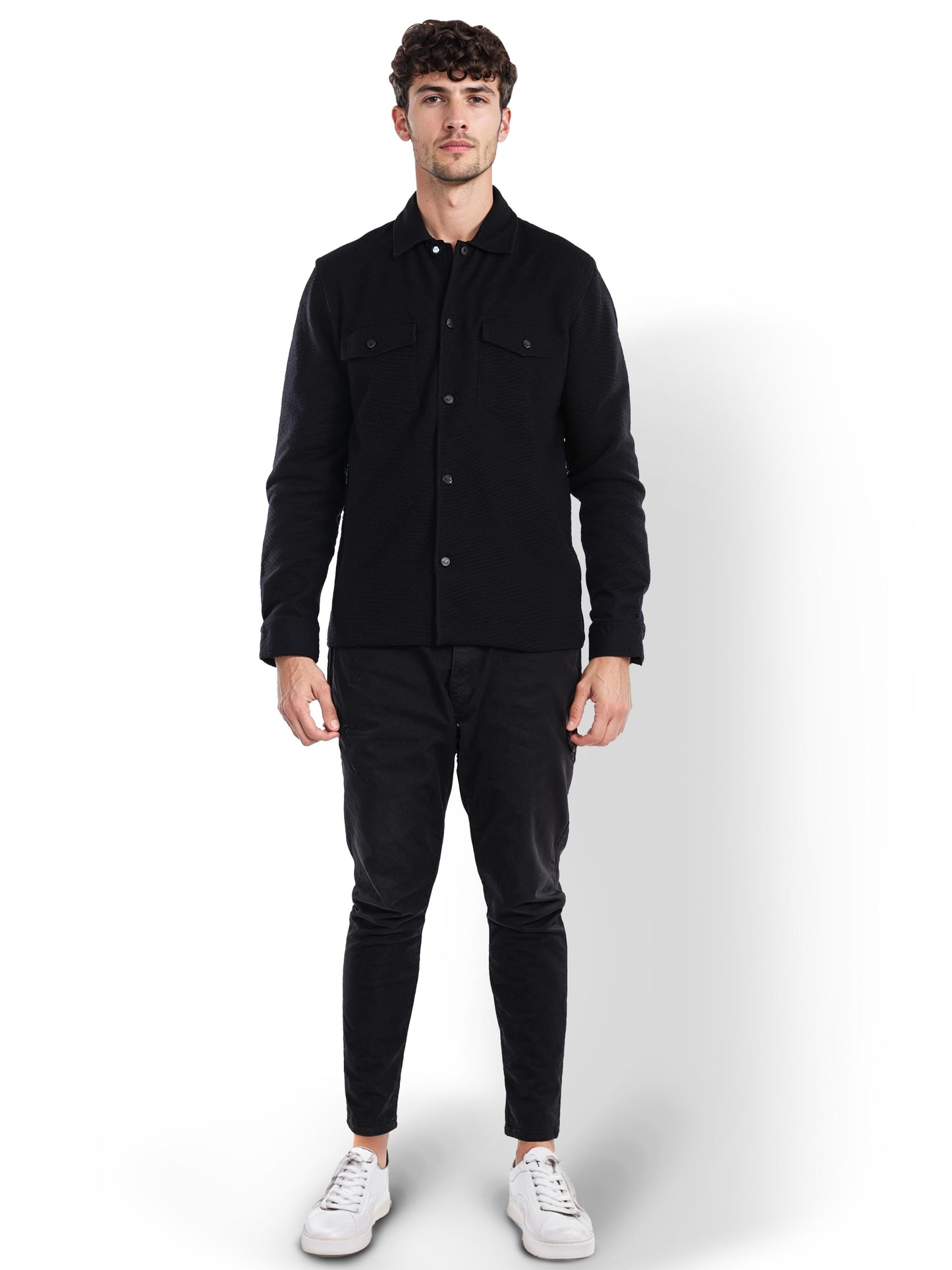 Black Solid Cotton Shirt