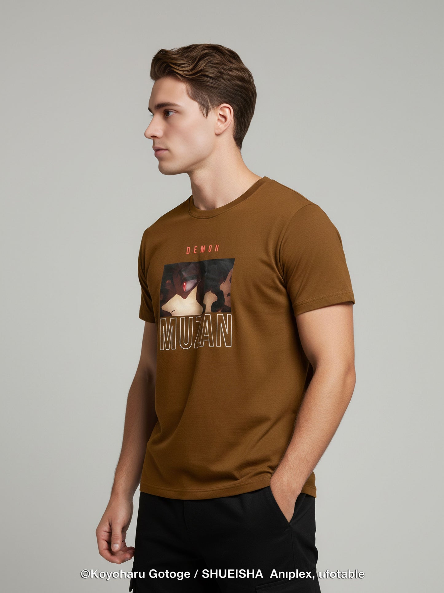 Celio Men Brown Printed Regular Cotton Demon Slayer T-Shirt