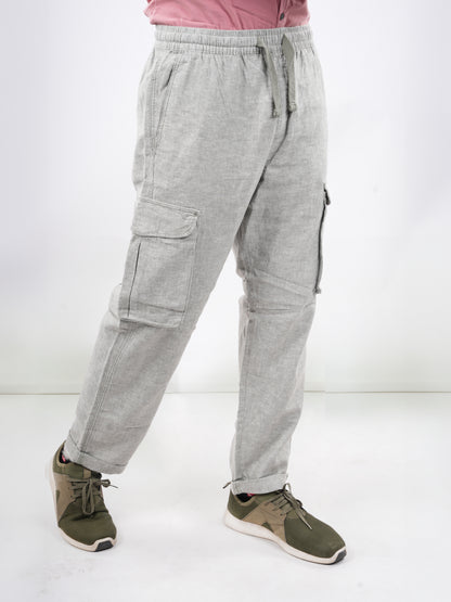 Grey Slim Fit Linen Trousers